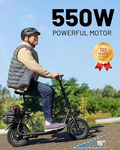 550W 18.6MPH 20 Miles Range Electric Scooter with Seat and Storage Basket S20830