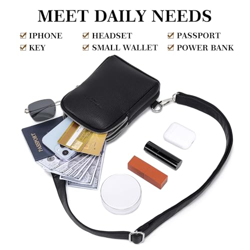 Small Crossbody Sling Bag Vegan Leather Fanny Pack (Retro Black) H96824