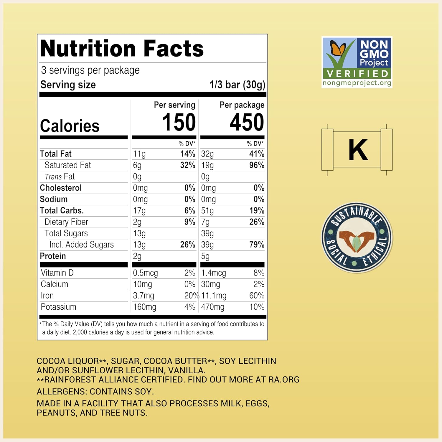 Dark Chocolate Bars 55% Cocoa 3.2oz Bar 12 Pack X588