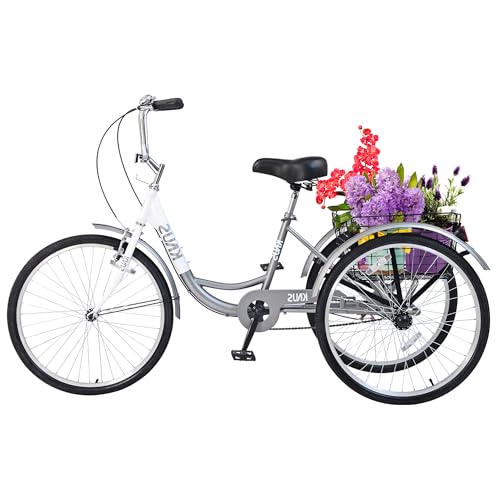 24'' 7 Speed 3 Wheel Tricycle with Shopping Basket D170088
