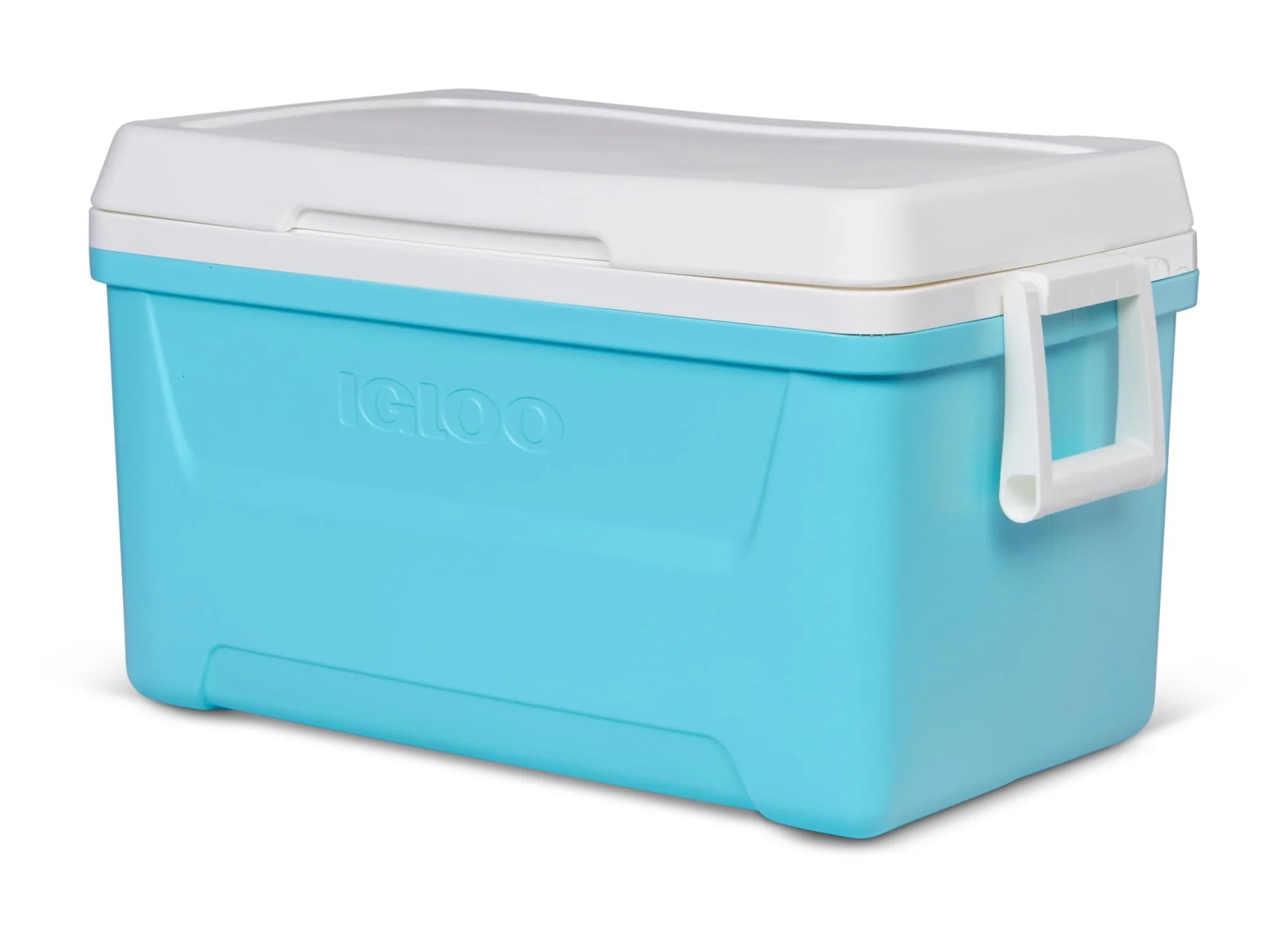 48 QT Hard-Sided Ice Chest Cooler, Aqua Blue and White R96175
