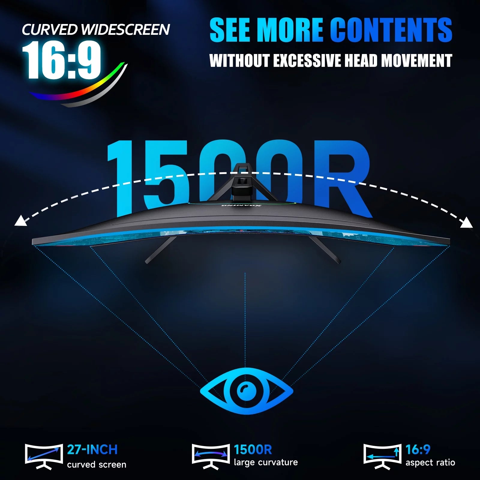 27-inch FHD VA Curved Gaming Monitor, 240Hz Refresh Rate, 1ms DisplayPort, HDMI, DP and Speakers I6730