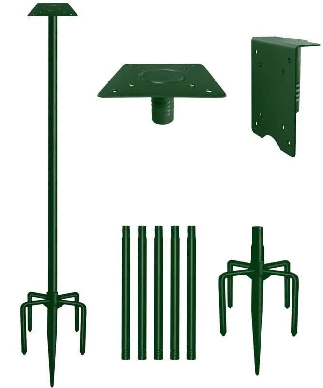 90Inch Heavy Duty Bird Feeder Pole Kit with 5 Prongs Base and 2 Plates Black G56495