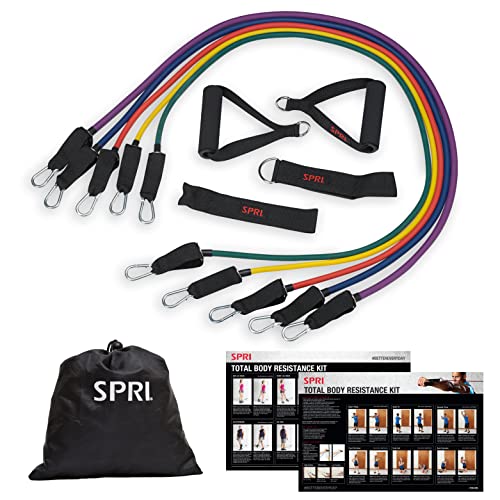 Resistance Band Kit with 5 Exercise Bands, Ankle/Wrist Strap, Padded Handles, Door Anchor, Carry Bag B205