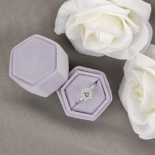 Lilac Velvet Hexagon Ring Box K90859