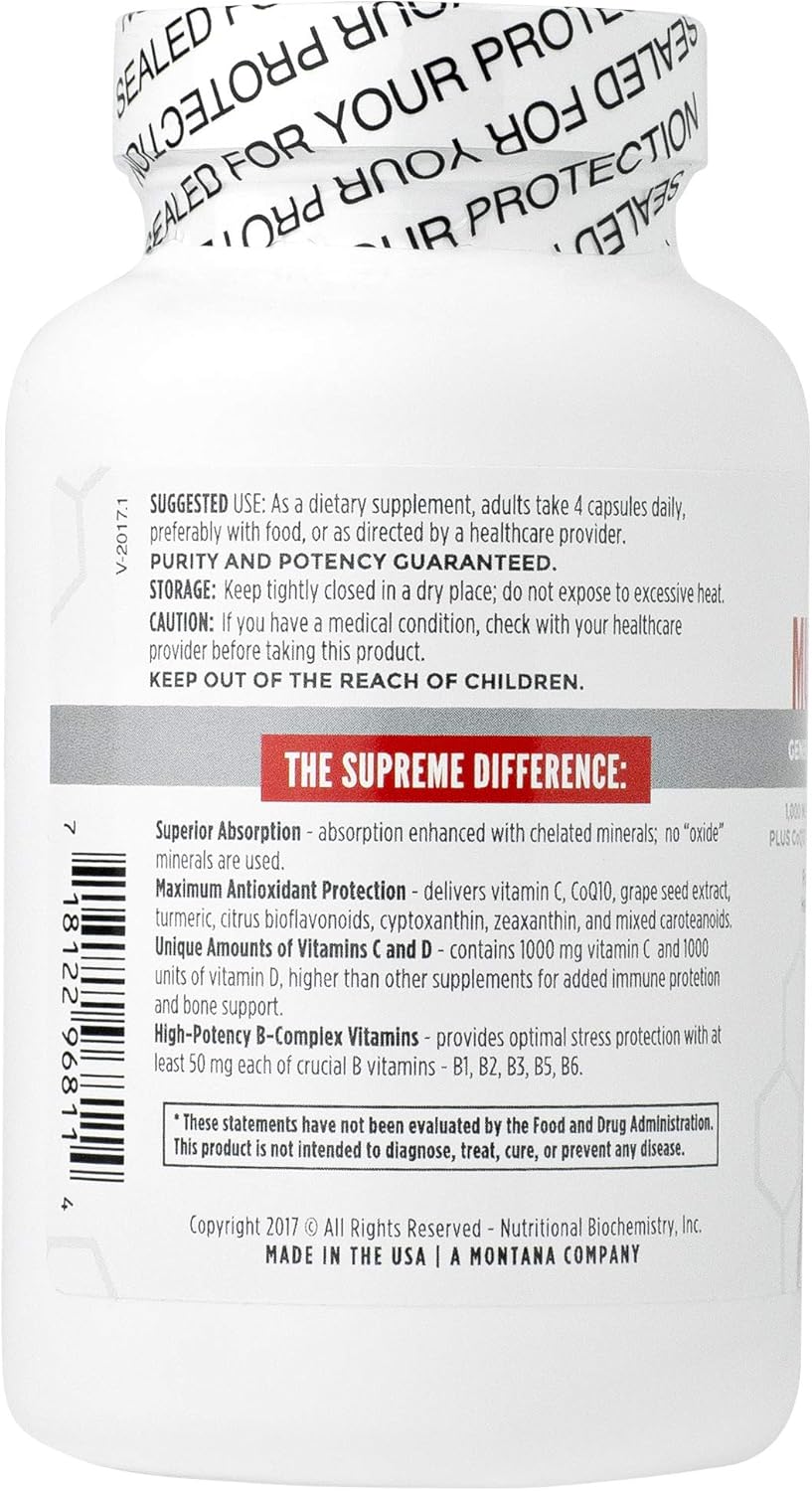120ct Daily Multivitamin with Vitamin A, C, D, E, K, B6, B12 Multi Mineral Veggie Capsules G58364
