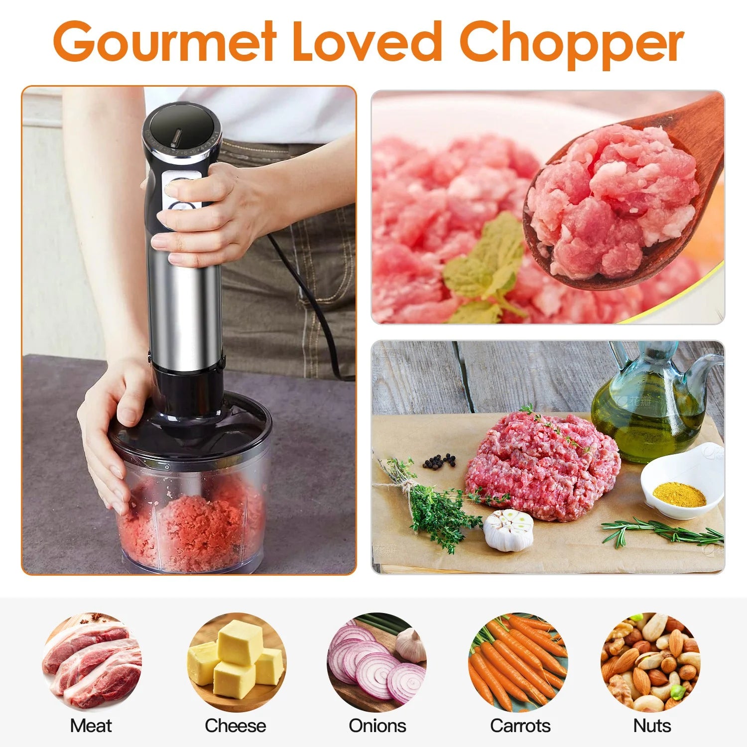 1000W 5 in 1 Stainless Steel Hand Blender with 12 Speeds B65359