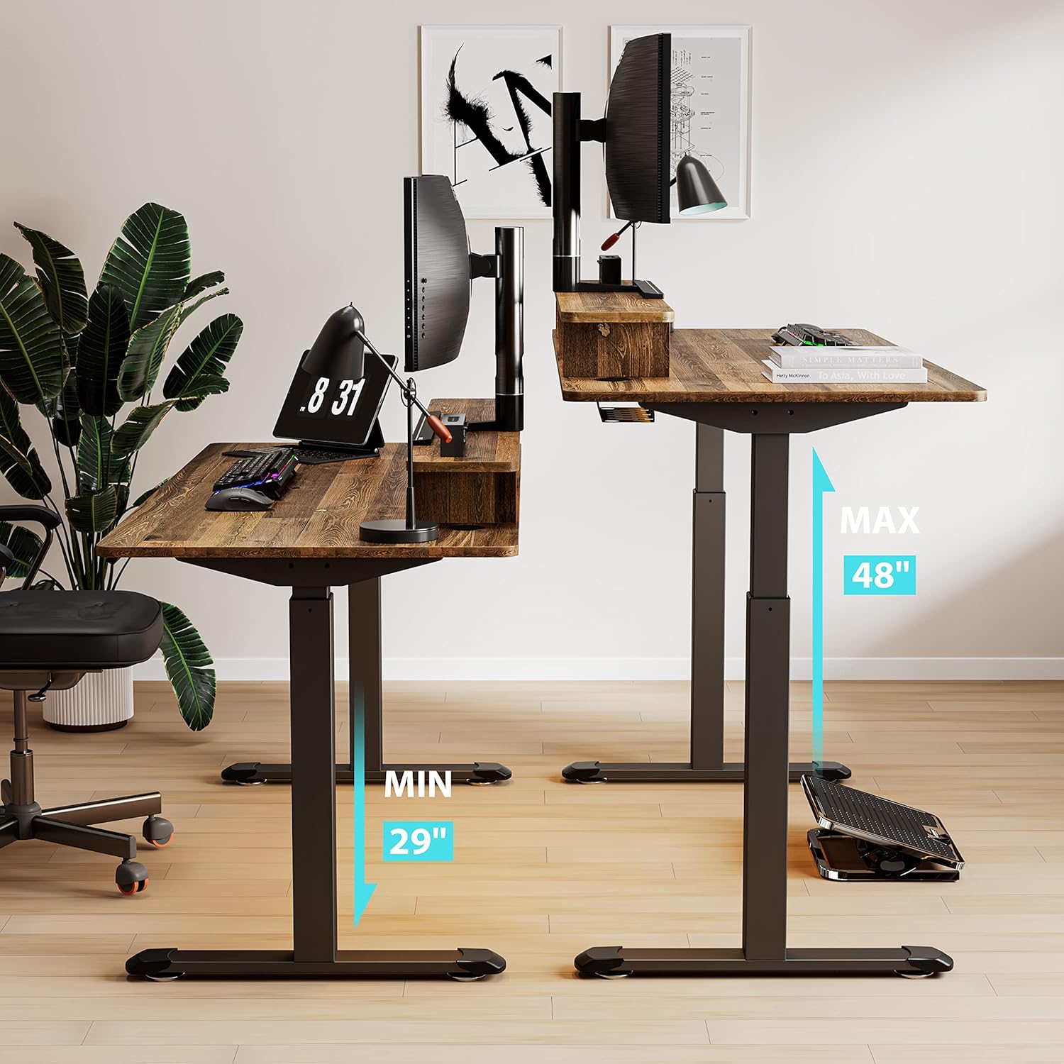 63" Electric Standing Desk with Height Adjustable Keyboard Drawer L6517