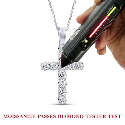 1/3 Round Cut Lab Created Moissanite Diamond Cross Tennis Pendant Necklace 14k Gold Over Sterling Silver Jewelry With 18" Chain Z76226