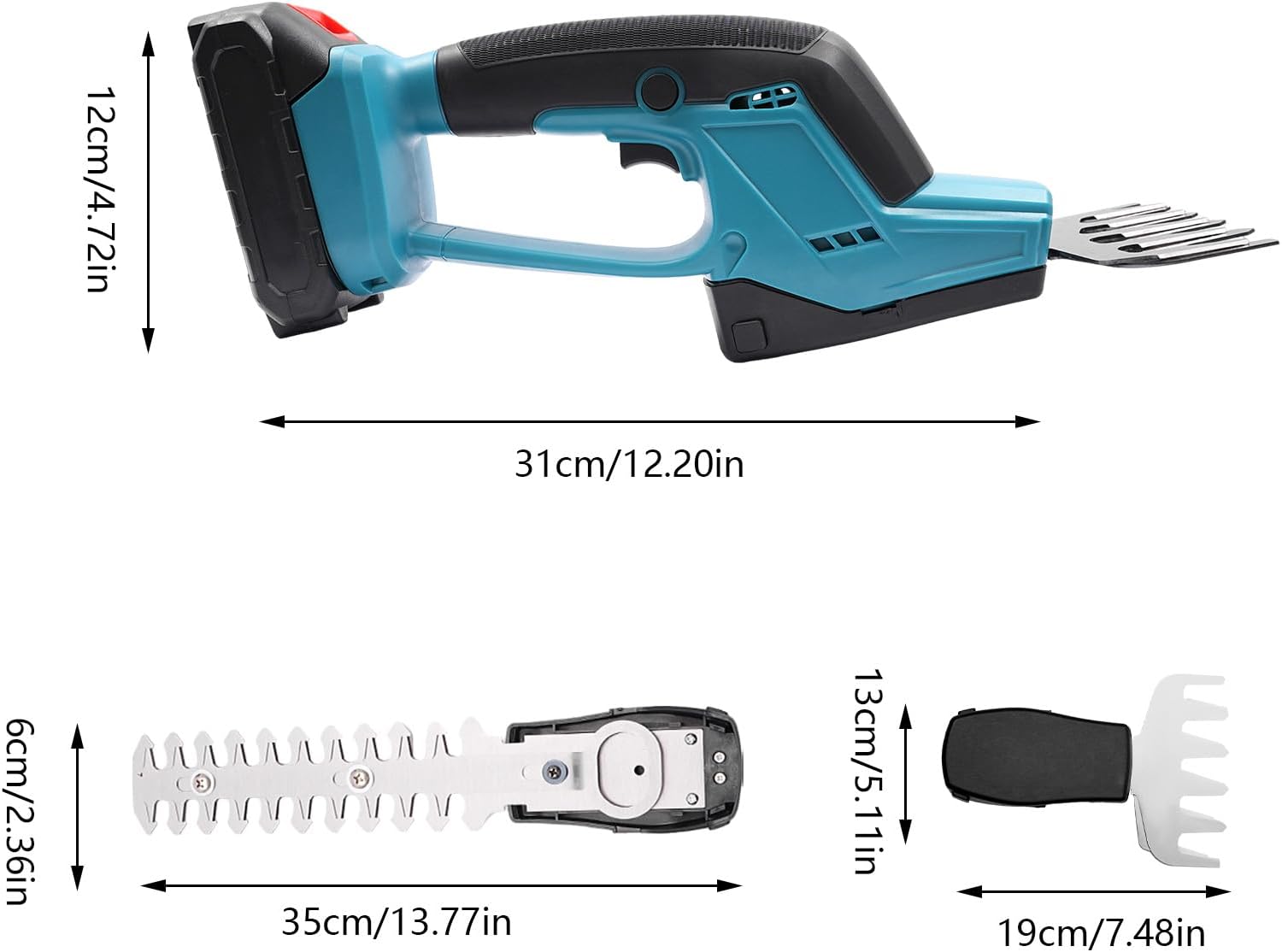 2-in-1 Cordless Grass Shears & Hedge Trimmer with 21V Rechargeable Battery F397588