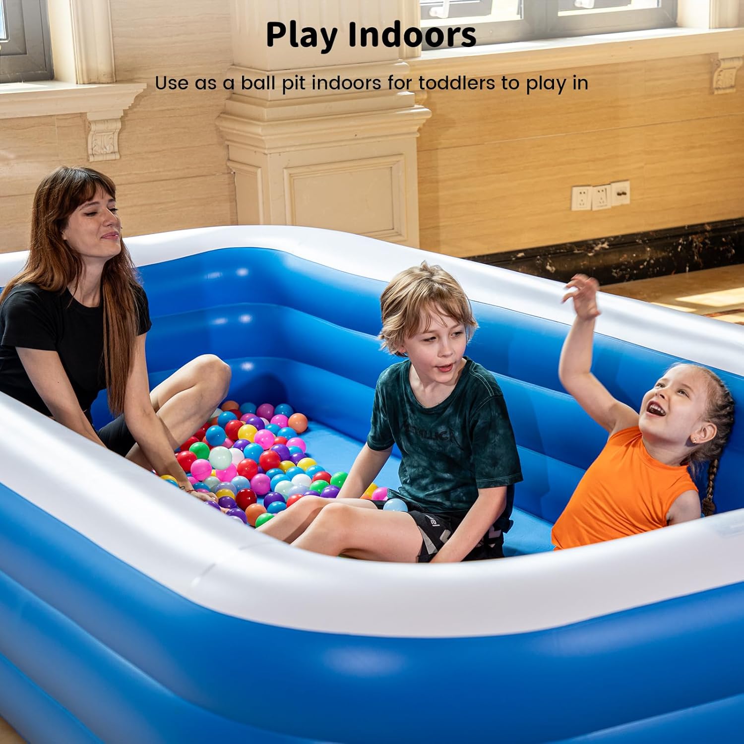 Extra Large Inflatable Pool 130"x 72" x 22" Oversized Blow Up Pool with Pump Q400375