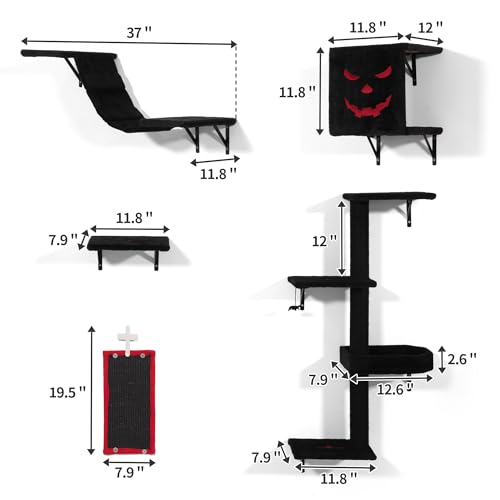 Black Cat Wall Shelves Set of 5 N717216