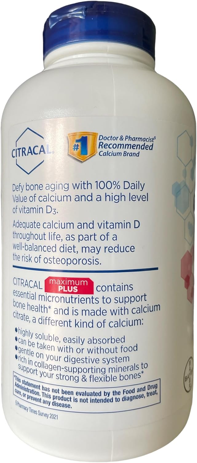 Calcium Citrate Caplets Maximum Plus D3 280 ct. H98781