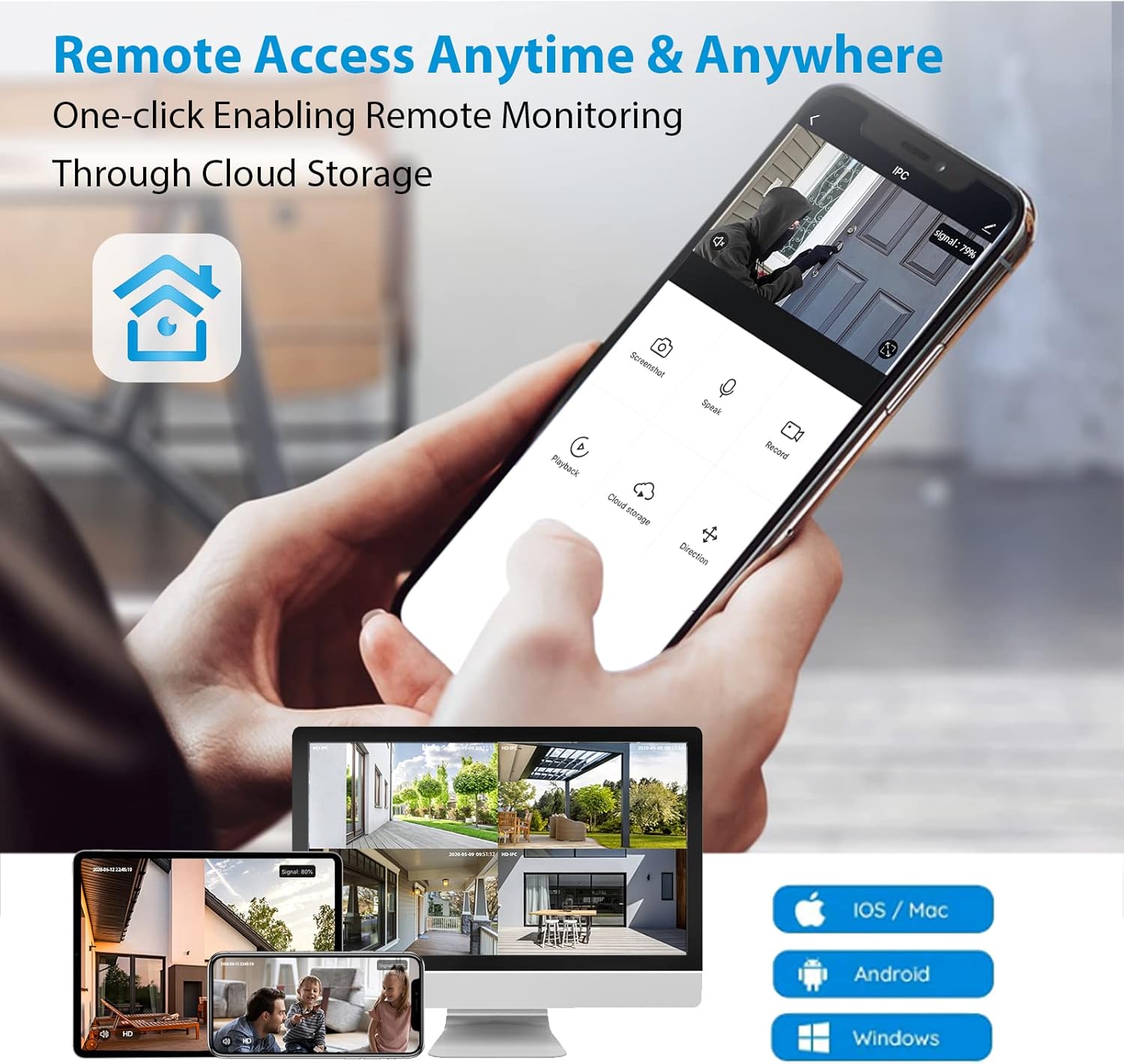 4Pcs Wireless Security Camera System with 1TB Hard Drive Two-Way Audio Night Vision B626249