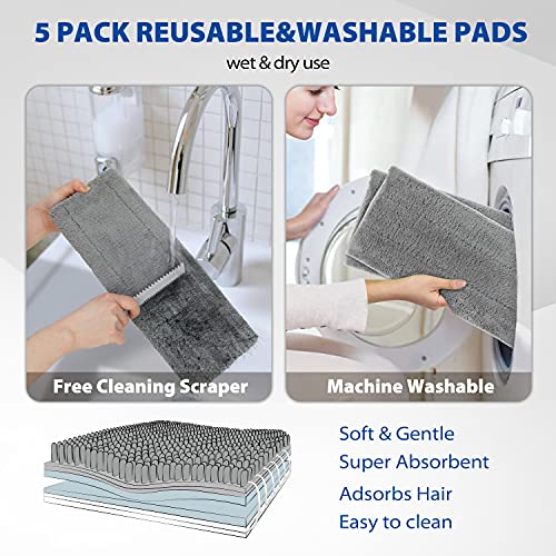 Sky Blue Microfiber Flat Mop with 5 Reusable Washable Pads M5137