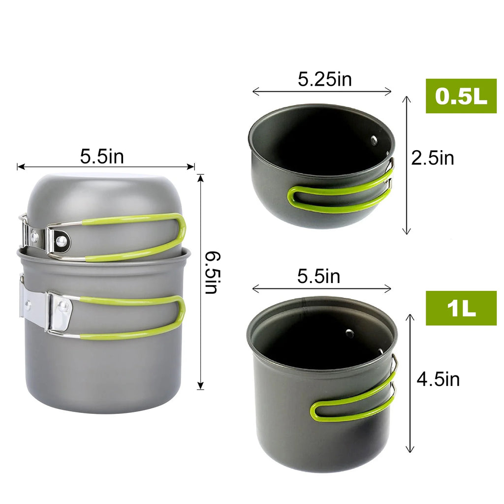 Camping Cookware Mess Kit with Camping Stove B7549