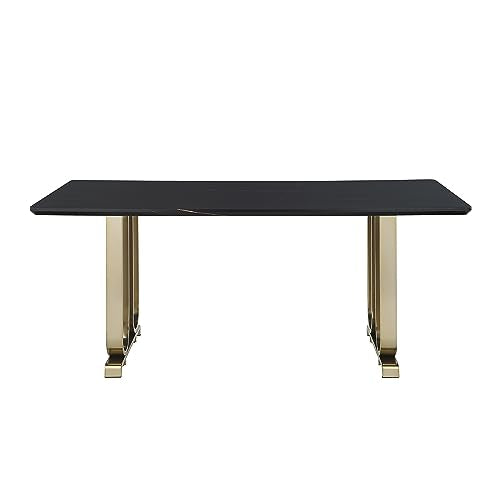 Faux Marble Dining Table with Black Legs Y996
