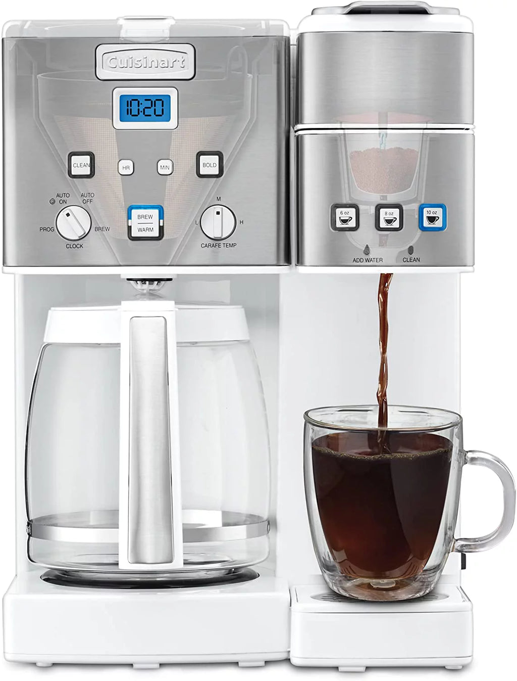 White Stainless Steel 12-Cup Coffeemaker and Single-Serve Brewer D37020