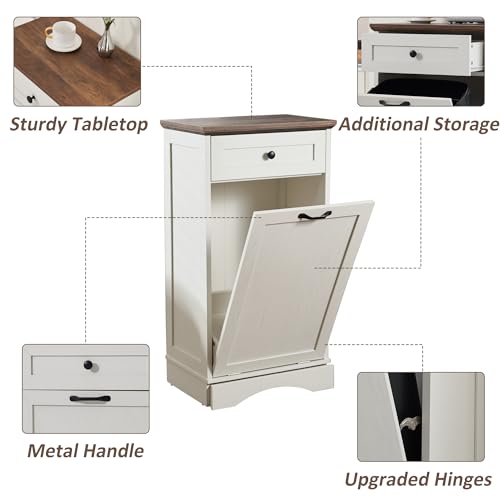 White 13 Gallons Tilt Out Trash Cabinet M2227