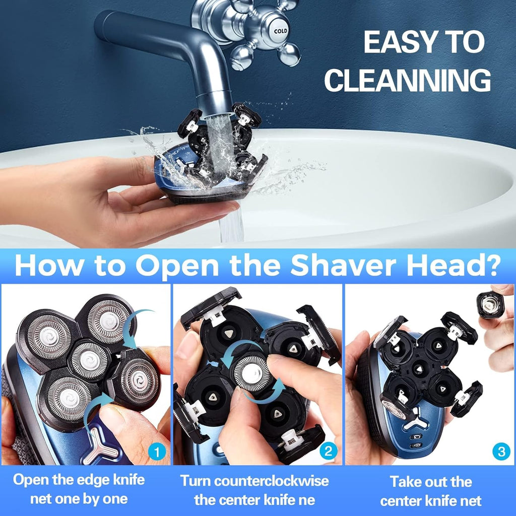 5 in 1 Cordless Waterproof Electric Rotary Head Shaver F96204