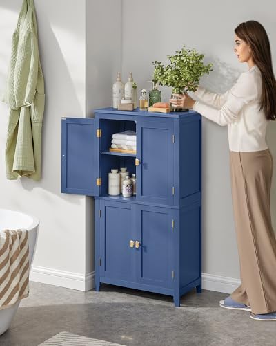 Forest Green 4 Door Freestanding Bathroom Storage Cabinet with Adjustable Shelves L6170