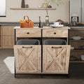 Double Barn Door Style Trash Cabinet with Solid Hideaway Drawer U63316