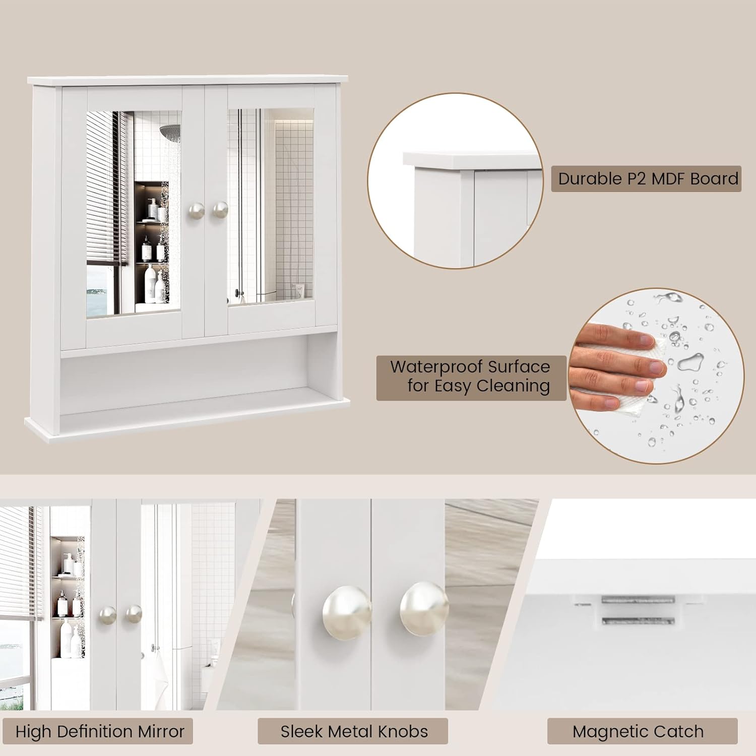 White Wall Bathroom Storage Cabinet H447794