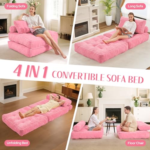 Black Folding Sofa Bed with Dual-Pillow W425