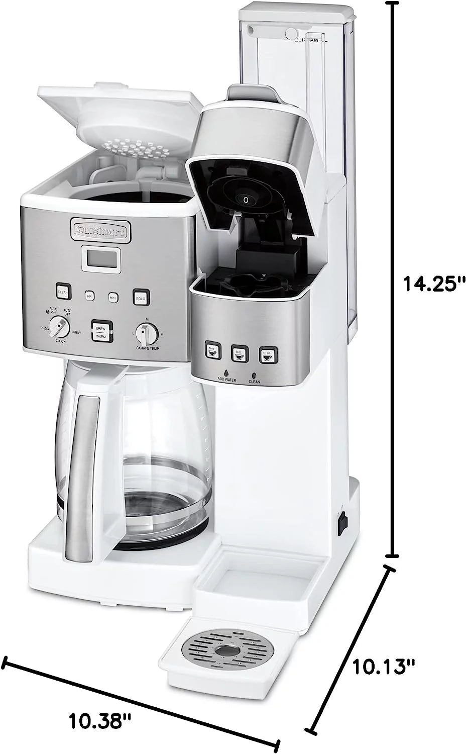 White Stainless Steel 12-Cup Coffeemaker and Single-Serve Brewer D37020