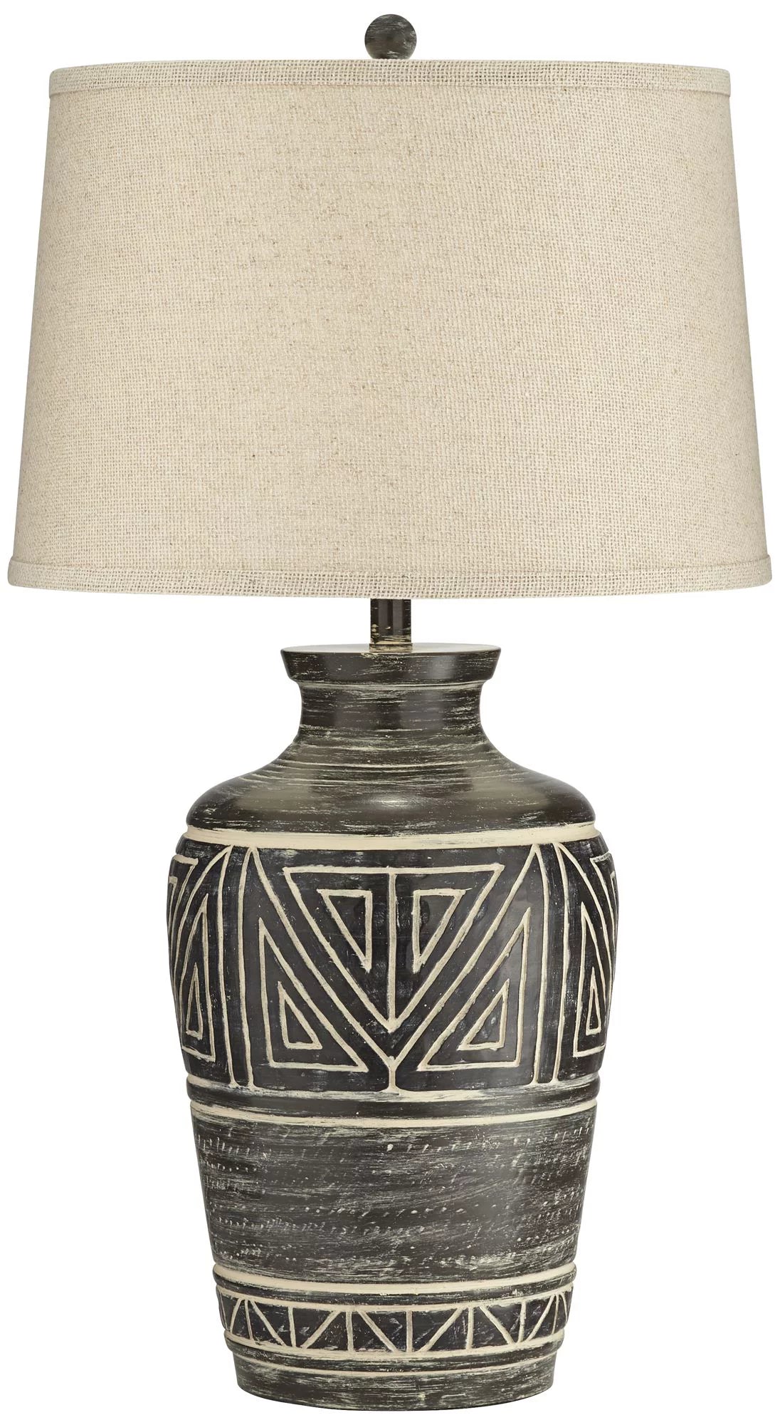 Rustic Table Lamp 32" Tall Earth Tone Linen Drum Shade D979
