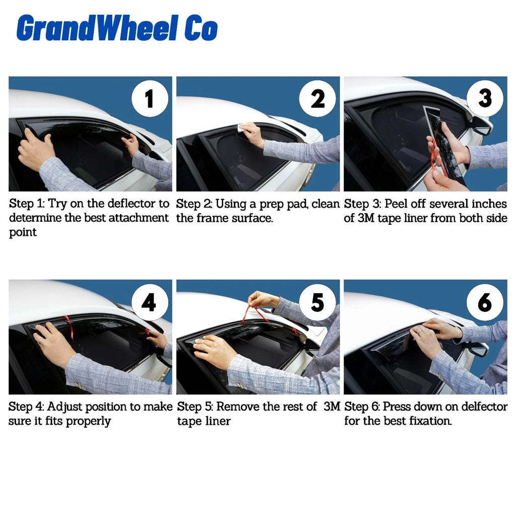 Smoke Tinted Tape-On Side Window Vent Visor Deflectors Rain Guards 4pcs P68293