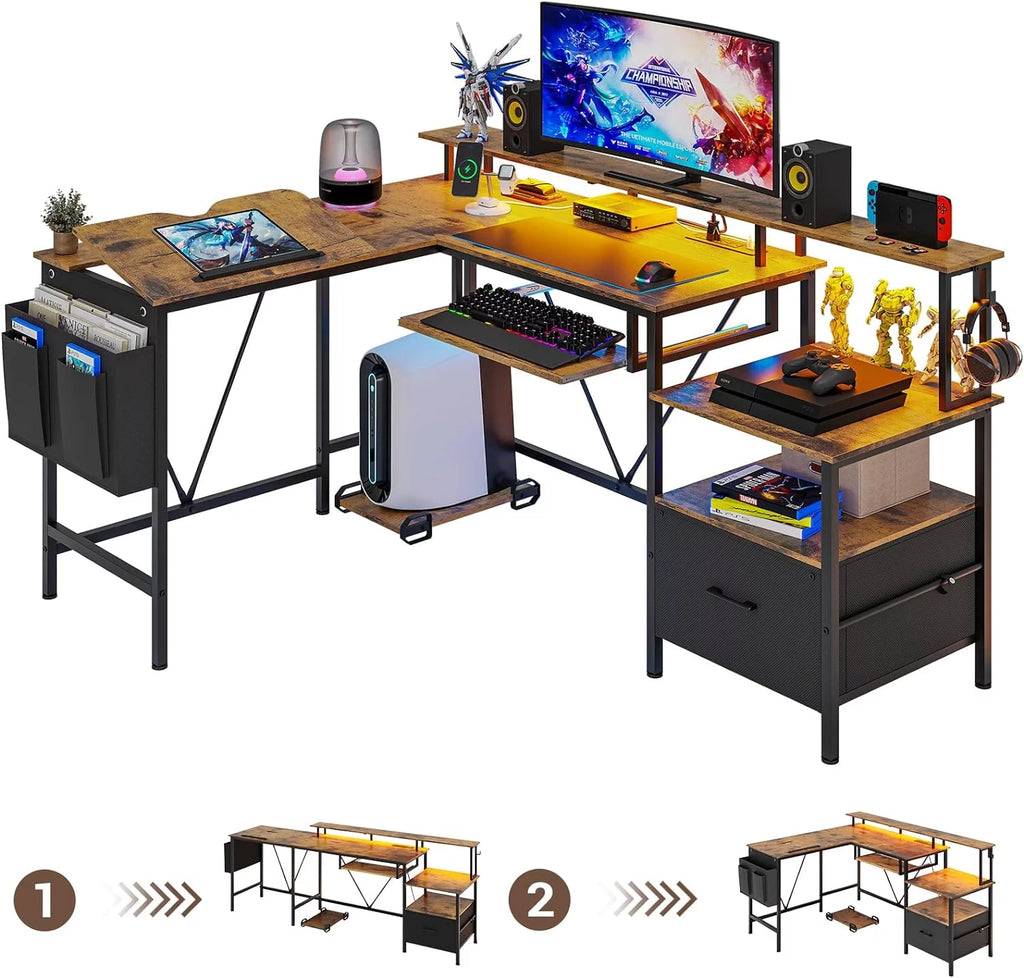 Reversible Corner Office Desk with Storage P2965