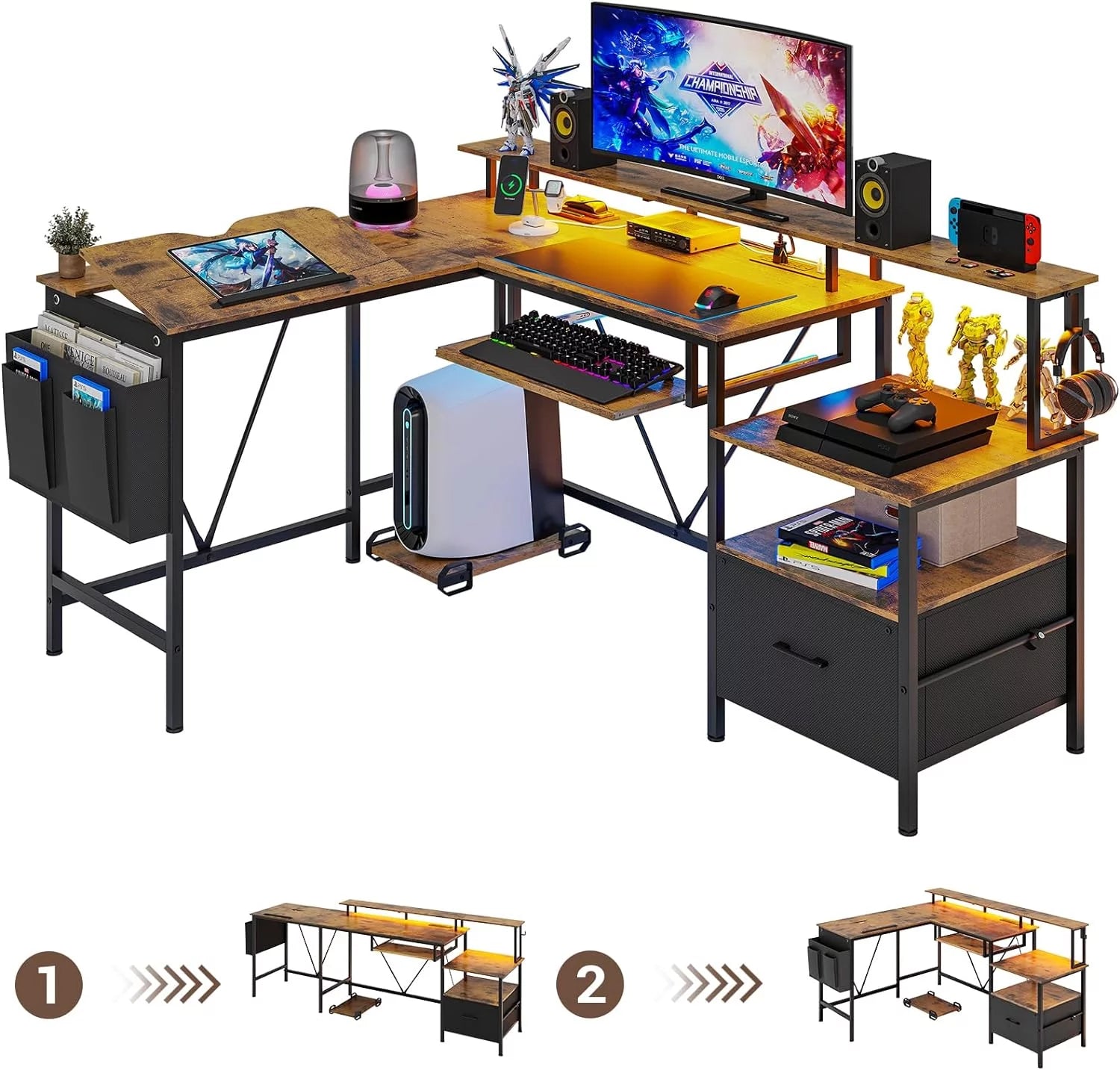 Reversible Corner Office Desk with Storage P2965