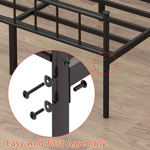 Full Metal Platform Bed Frame with Steel Slat Support W6256