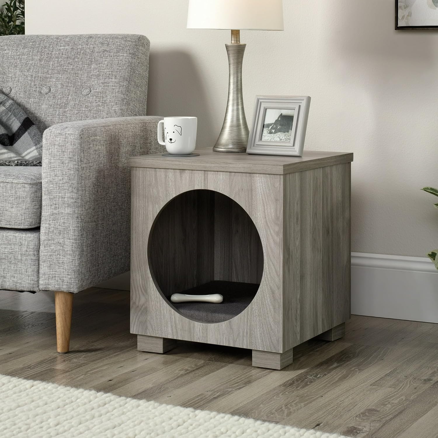Light Walnut Pet Bed Side Table Combo V75793