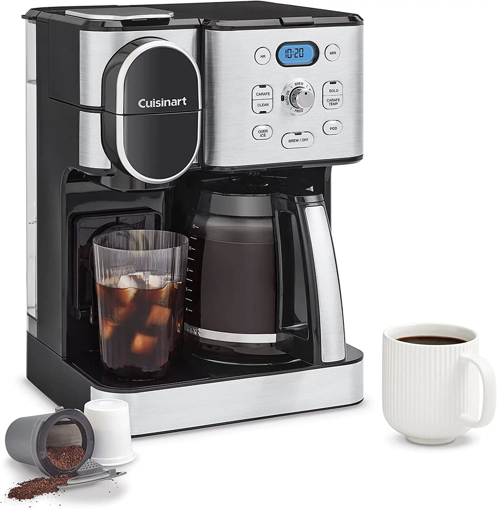 White Stainless Steel 12-Cup Coffeemaker and Single-Serve Brewer D37020