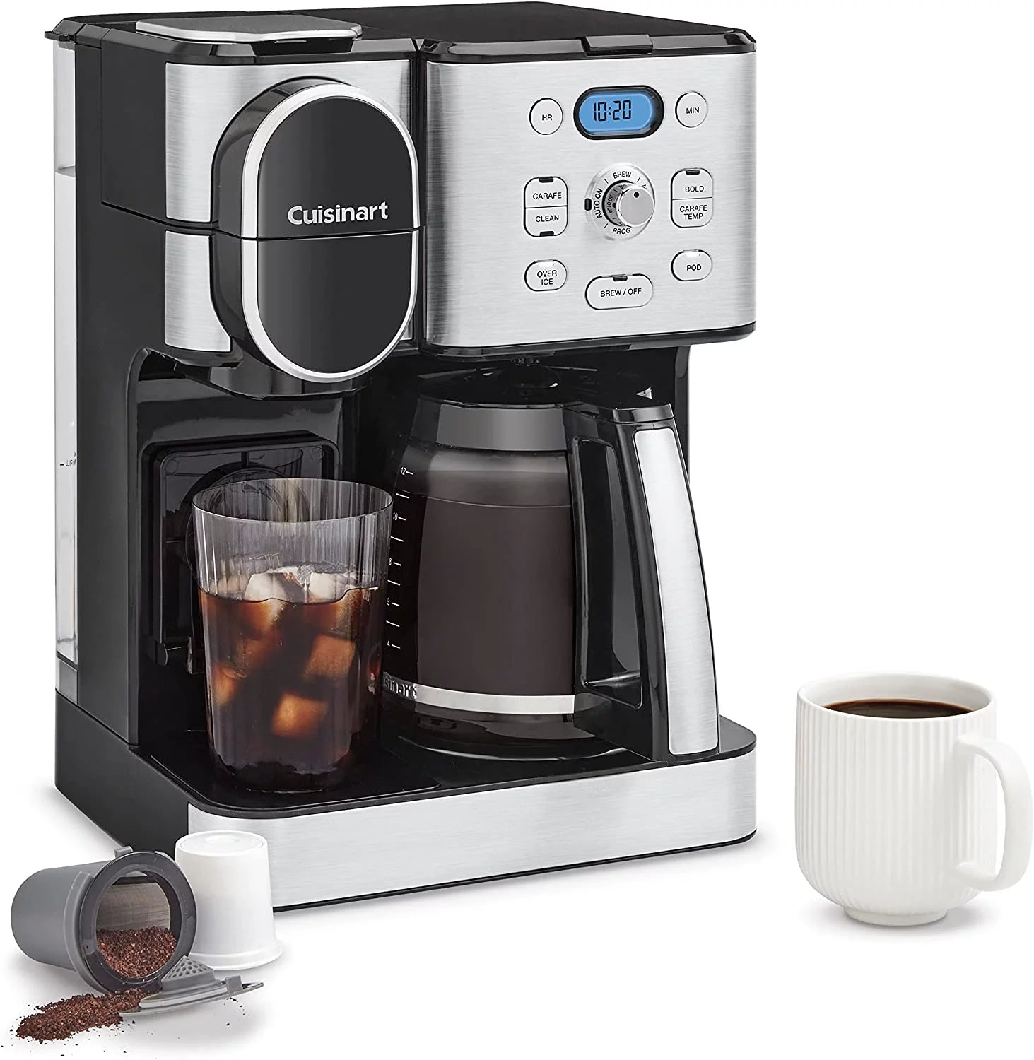 White Stainless Steel 12-Cup Coffeemaker and Single-Serve Brewer D37020