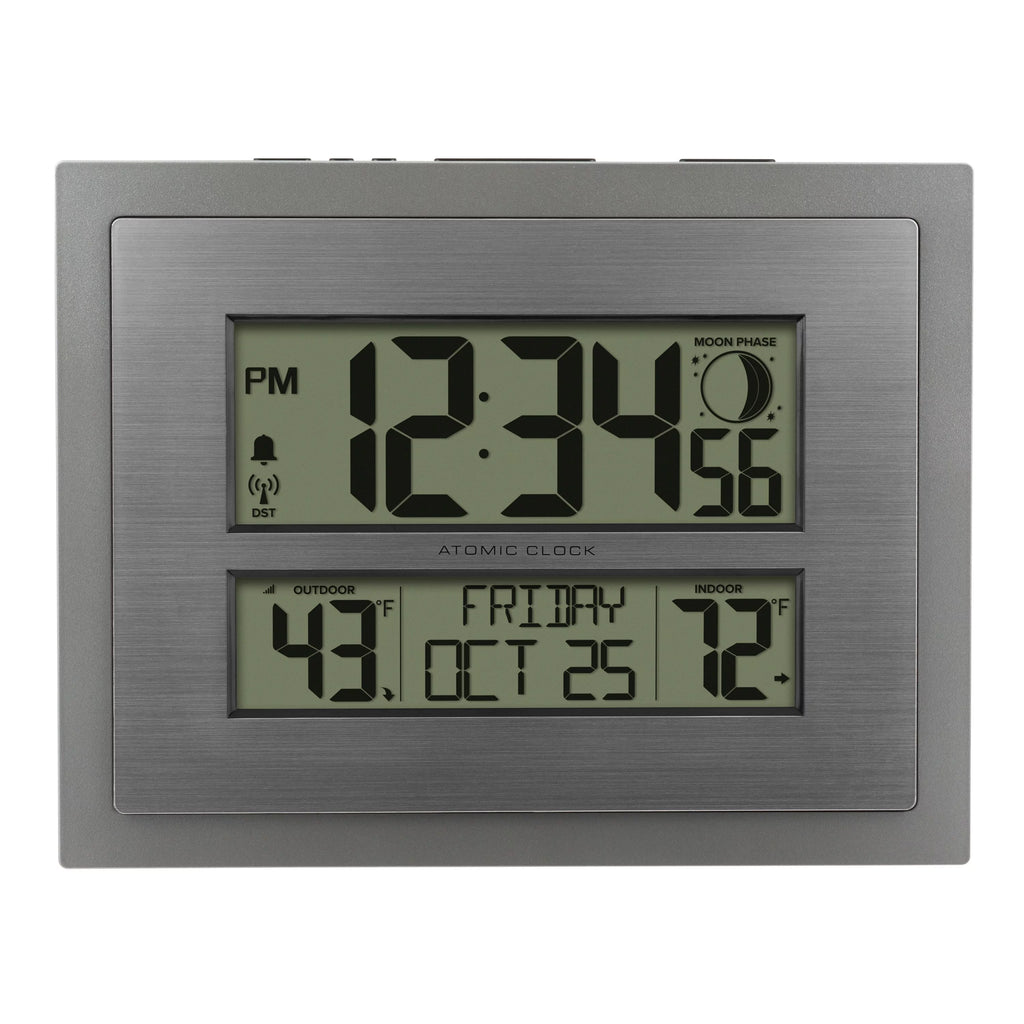 Silver Atomic Wall Clock with Moon Phase Z660