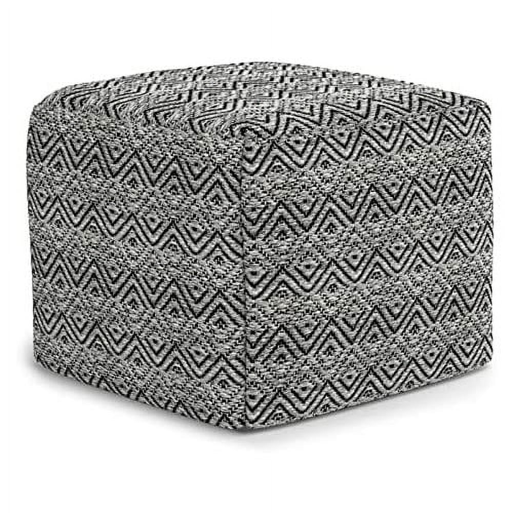 18"X18"X14" Dark Gray Black Cotton Woven Pouf Ottoman C89601