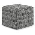 18"X18"X14" Dark Gray Black Cotton Woven Pouf Ottoman C89601