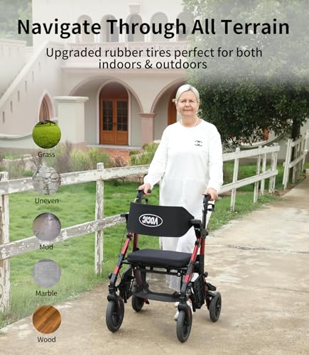 Lightweight Foldable Rollator Walker with Seat and Brakes A4476