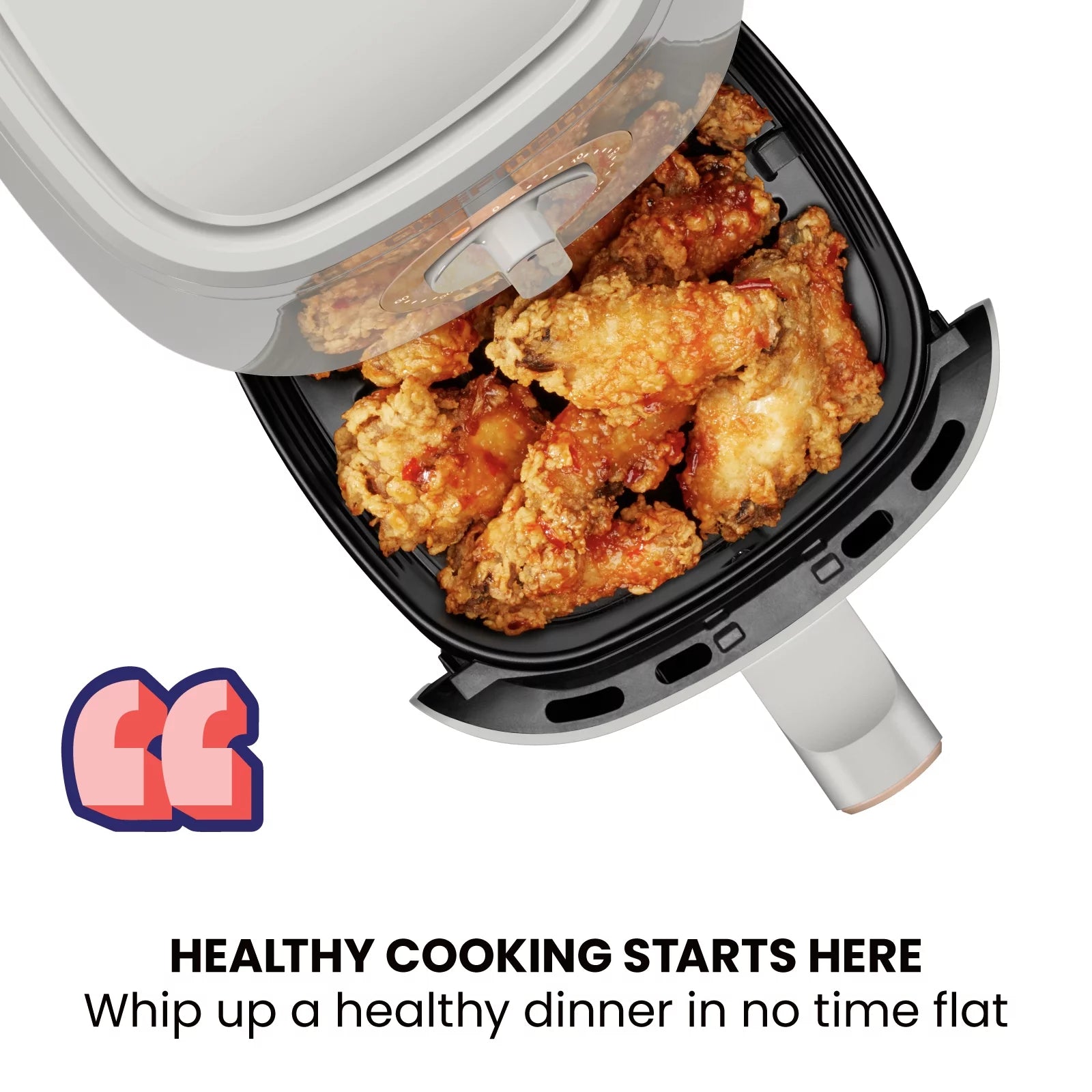 2 Qt White Air Fryer with Timer and Temperature Control B812
