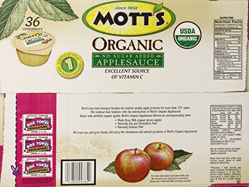 Organic No Sugar Added Apple Sauce, 3.9 Ounce, 36 Count H923363