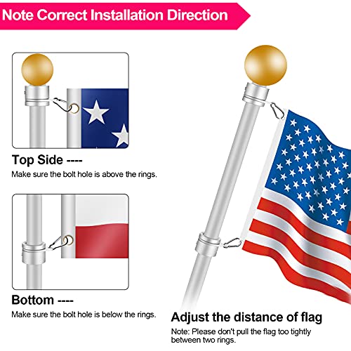 2 Pcs 360° Rotating Aluminum Alloy Flag Pole Rings for 1 Inch Diameter M519