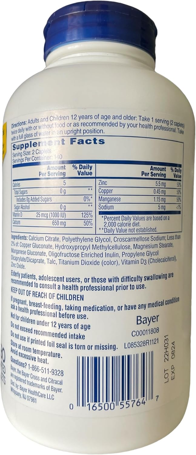 Calcium Citrate Caplets Maximum Plus D3 280 ct. H98781