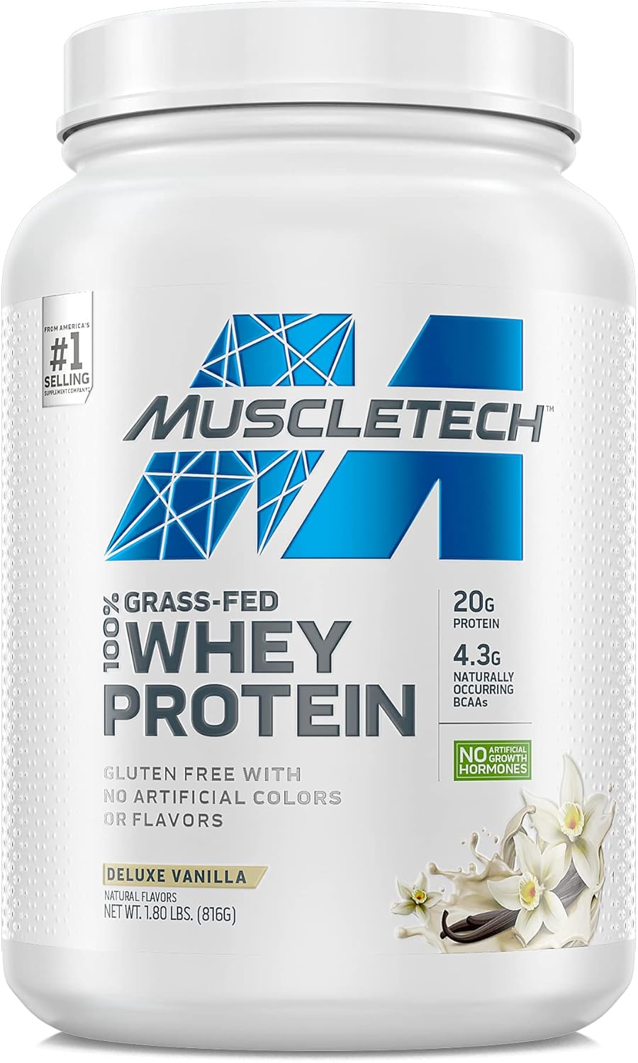 100% Whey Protein Plus Triple Chocolate 1.8 lbs and Grass Fed Whey Protein Powder Deluxe Vanilla 1.8 lbs A922169