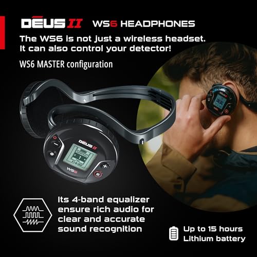 Waterproof Multi Frequency Metal Detector with 9" FMF Coil, Remote Control, WS6 Wireless Headphones & S-Telescopic Stem D208119