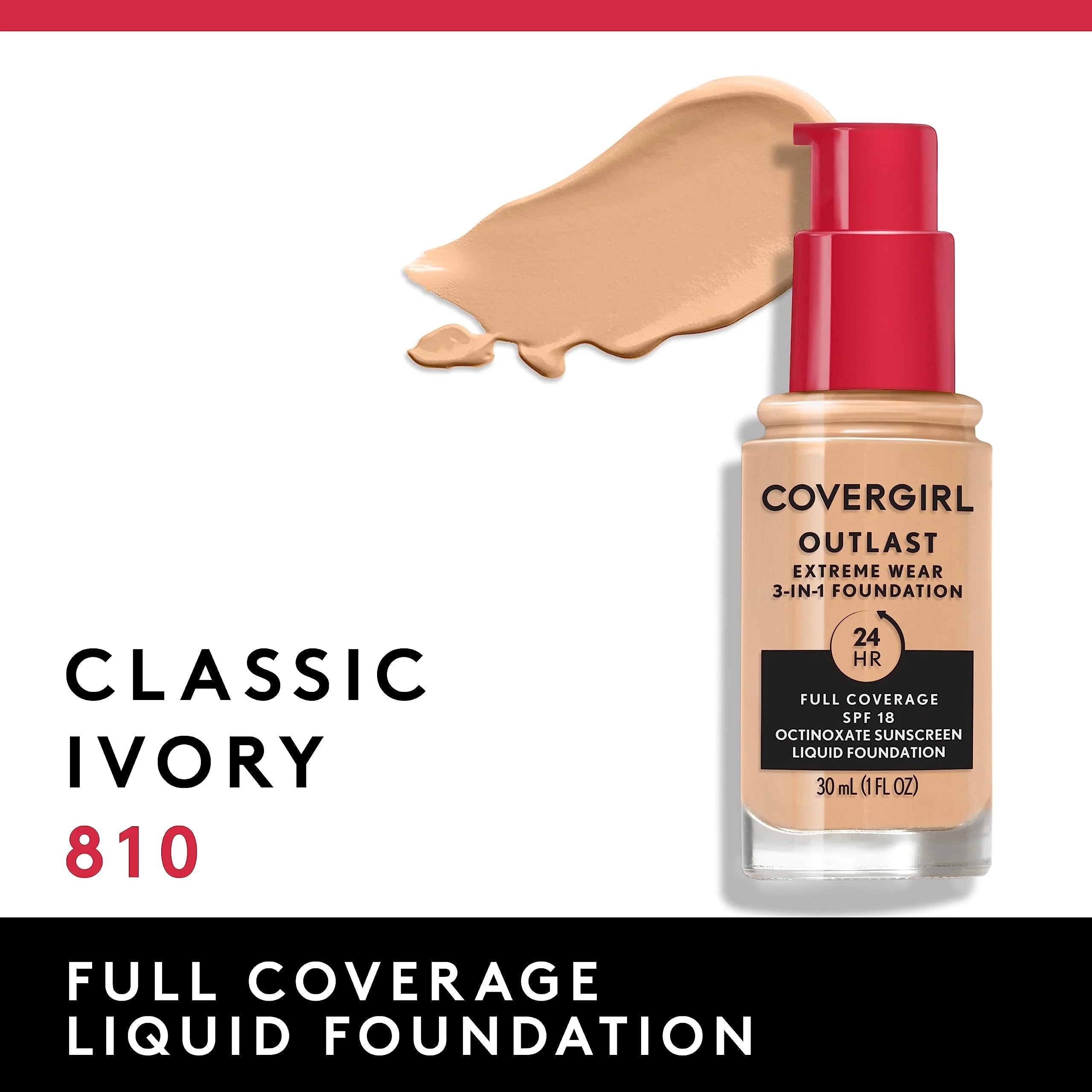 Classic Ivory 1 Fl. Oz. Full Coverage Liquid Foundation D712
