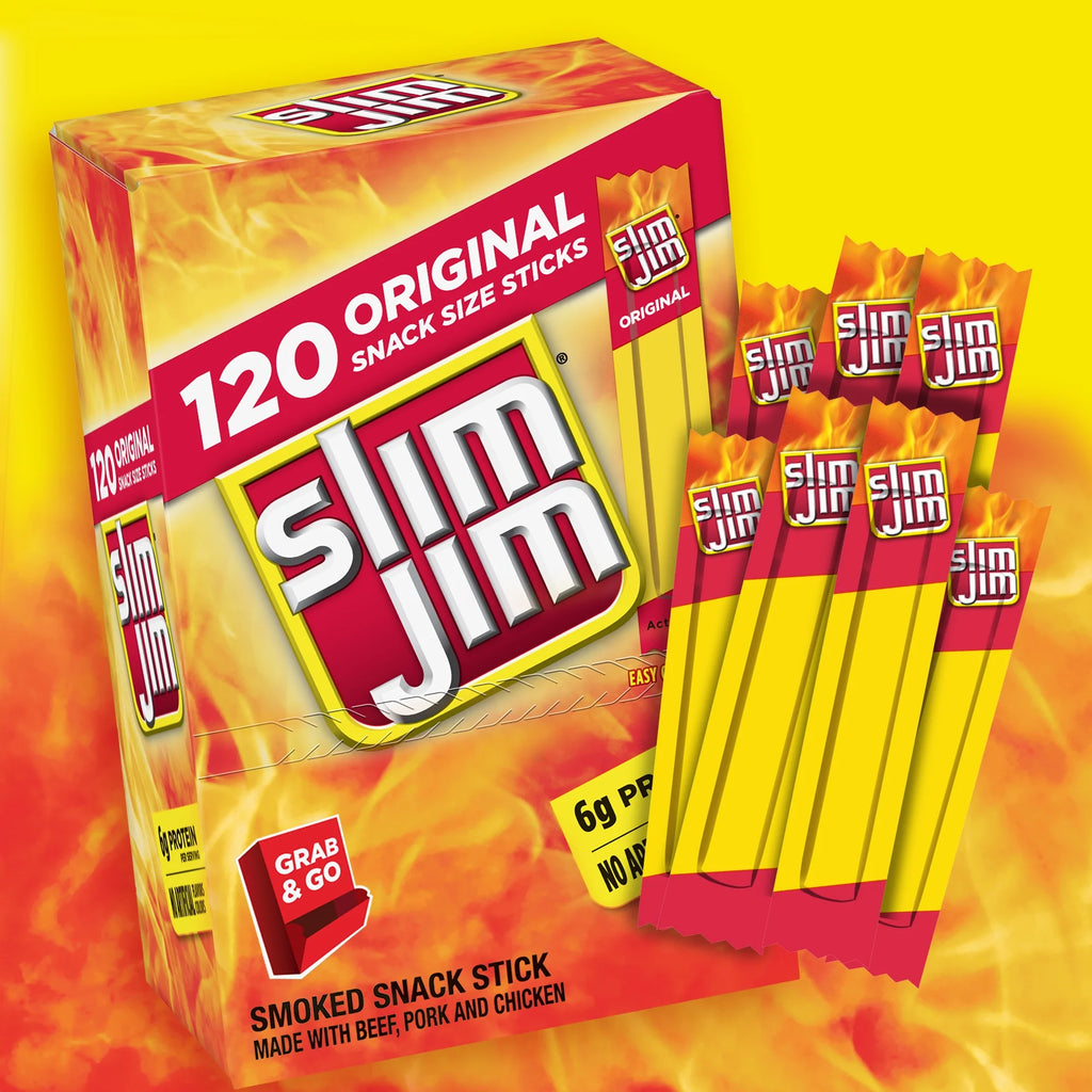 Slim Jim Smoked Snack Sticks, Original, 0.28 Ounce (Pack of 120) C86422