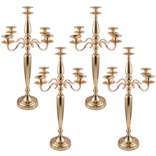 4Pcs 5 Arm Gold Metal Candelabra J44702